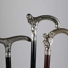 Three Silver L-Grip Canes, 19th Century