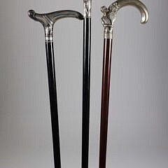 Three Vintage Silver L and C-Grip Canes