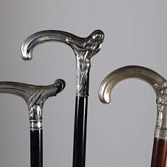 Three Vintage Silver L and C-Grip Canes