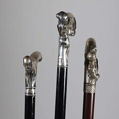 Three Vintage Silver L and C-Grip Canes