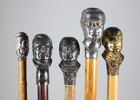 Five Political Bust Walking Sticks