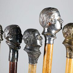 Collection of Five Vintage Metal Political Bust Walking Sticks