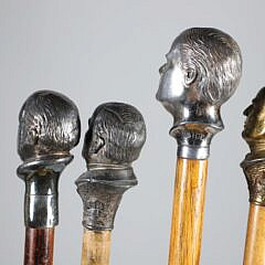 Collection of Five Vintage Metal Political Bust Walking Sticks
