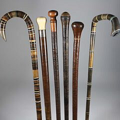 Six Worn Spacer Canes, 19th Century