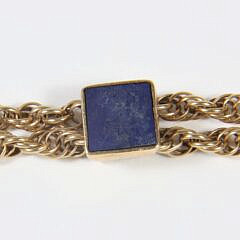 14K Yellow Gold and Lapis Lazuli Cube Bracelet