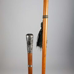 Two Sterling Top Walking Sticks, 19th Century