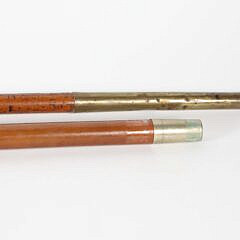 Two Repousse Sterling Silver Grip Walking Sticks, 19th Century