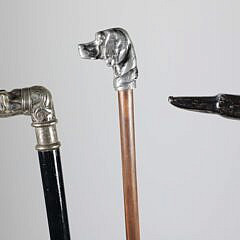 Three Metal Dog Head Canes