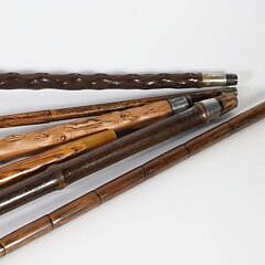 Collection of Six Vintage C-Grip Bamboo Canes