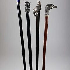 Four Various Vintage Bird Grip Walking Sticks