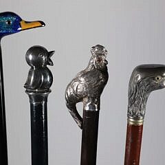 Four Bird Grip Walking Sticks, 19th Century