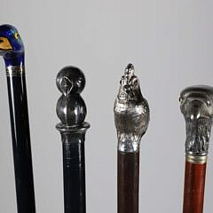 Four Various Vintage Bird Grip Walking Sticks