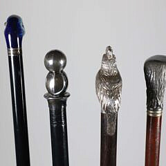 Four Various Vintage Bird Grip Walking Sticks