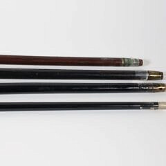 Four Various Vintage Bird Grip Walking Sticks