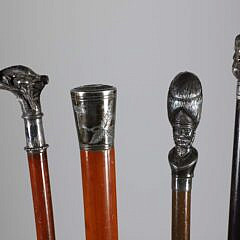 Four Silver Grip Walking Sticks, 19th Century