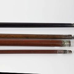 Four Vintage Silvered Metal Grip Walking Sticks
