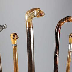 Collection of Five Diminutive Animal Head Walking Sticks, 19th Century