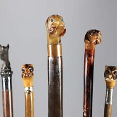 Collection of Five Diminutive Animal Head Walking Sticks, 19th Century