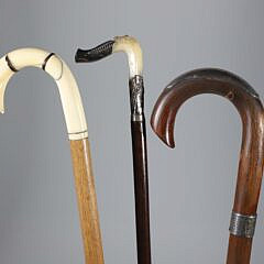 Three C-Grip Canes, 19th Century