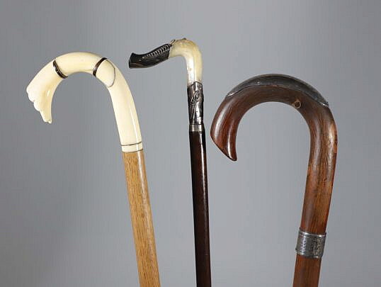 Three C-Grip Canes, 19th Century