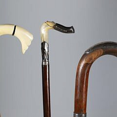 Three C-Grip Canes, 19th Century