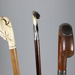 Three C-Grip Canes, 19th Century