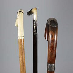 Three C-Grip Canes, 19th Century