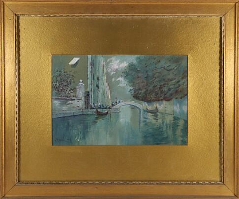 19th Century Venetian Pastel Canal Scene