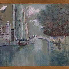 W. F. Dill Pastel Venetian Canal Scene Painting