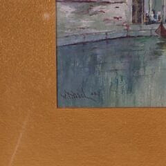 W. F. Dill Pastel Venetian Canal Scene Painting
