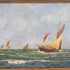 English Oil on Panel “British Sailing in the Channel”
