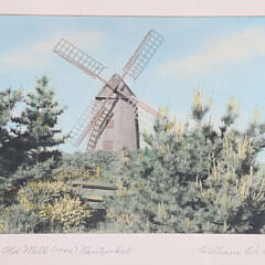 William W. Coffin Hand Colored Photograph “The Old Mill (1746) Nantucket”