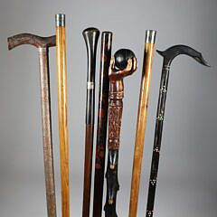 Seven Misc. Lot of Canes on Wood Shafts