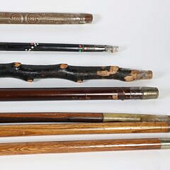 Miscellaneous Lot of  Seven Vintage Canes and Walking Sticks on Wood Shafts