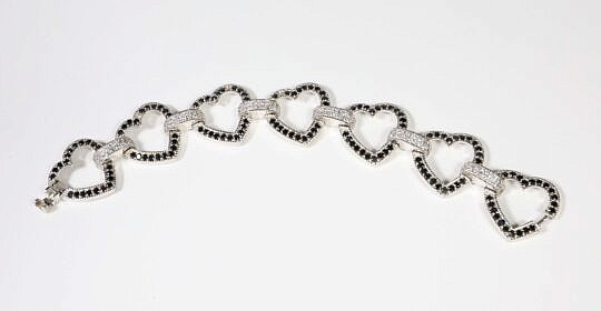 Sterling Silver Moissanite and Blue Stone "Heart" Bracelet