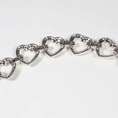 Moissanite and Blue Stone “Heart” Bracelet set in Sterling Silver
