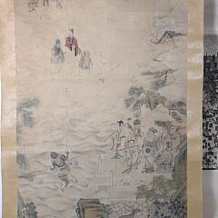 Collection of Three Asian Scrolls: Landscape, Harbor, and Empress Scroll