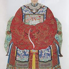 Collection of Three Asian Scrolls: Landscape, Harbor, and Empress Scroll