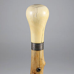 Knob Handled with Silver Collar Walking Stick