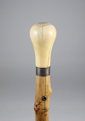 Knob Handled with Silver Collar Walking Stick