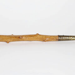 Pommel Grip Walking Stick with Silver Collar, 19th Century