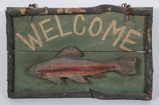 Folk Art Style Fish Sign