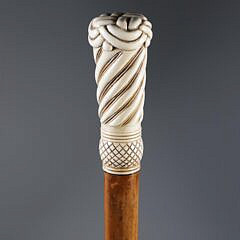 Whaler Made Turk’s Knot Grip Walking Stick, 19th Century