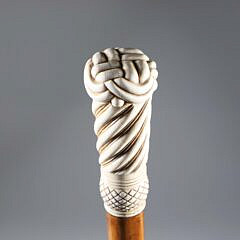 Whaler Made Turk’s Knot Grip Walking Stick, 19th Century