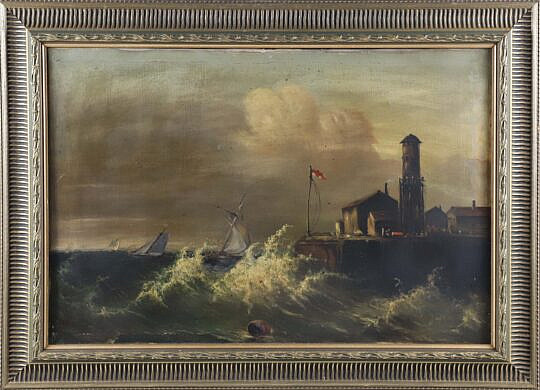 P.C. Seinberger "Stormy Seashore" Oil on Canvas