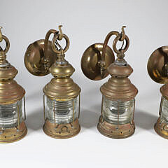 Four Brass Hanging Outdoor Ships Light Fixtures