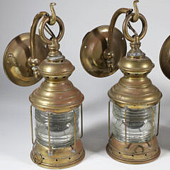 Collection of Four Brass Hanging Outdoor Ship’s Light Fixtures