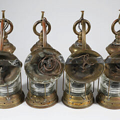 Collection of Four Brass Hanging Outdoor Ship’s Light Fixtures