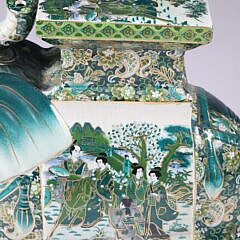 Vintage Chinese Porcelain Famille Verte Figural Decorated Elephant Garden Stool