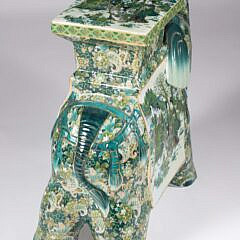Vintage Chinese Porcelain Famille Verte Figural Decorated Elephant Garden Stool